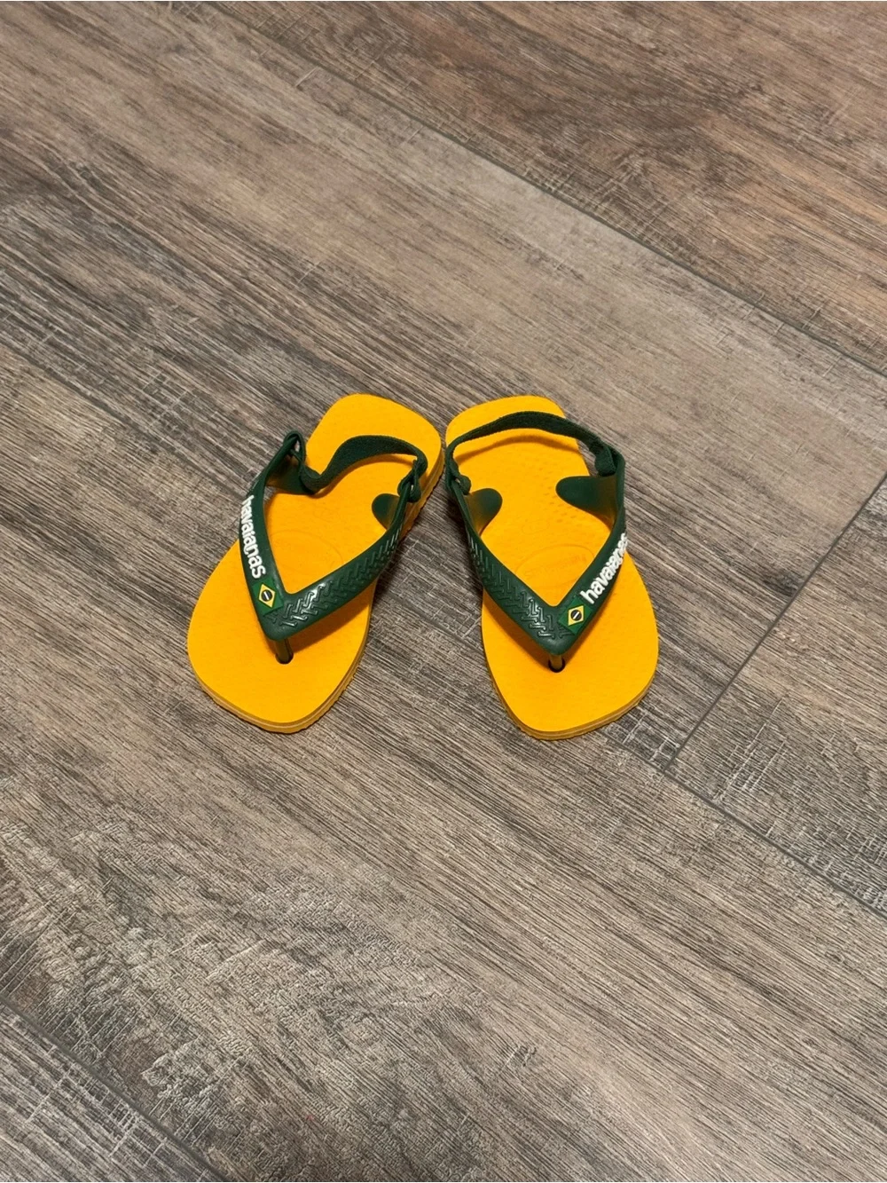Havaianas Kids Yellow Flip Flops with Green Straps